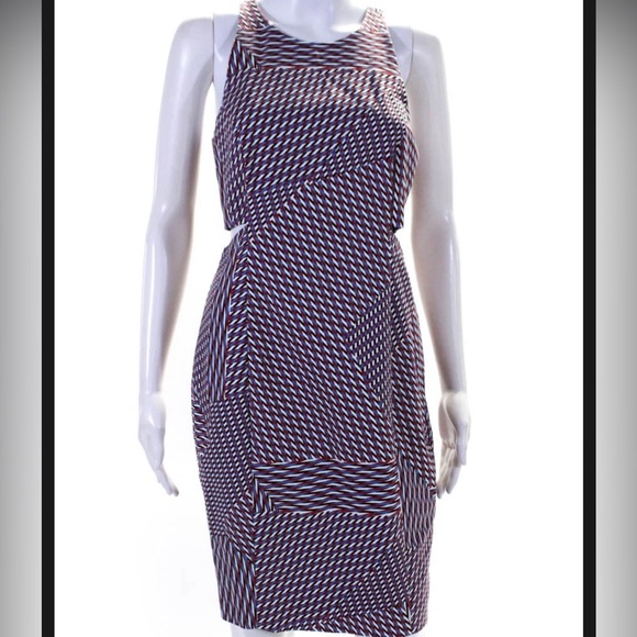 1. State Dresses & Skirts - NWT 1. State Womens Back Zip Crew Neck Cut Out Striped Dress Multicolored Medium
